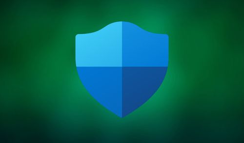 Logotipo de Microsoft Defender representado por un escudo azul sobre fondo degradado verde.