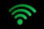 Icono de señal Wi-Fi de color verde sobre un fondo negro.