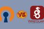 Logotipos de OpenVPN y WireGuard enfrentados con un gráfico de versus en el centro sobre fondo gris.