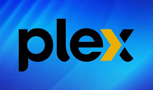 Logotipo de Plex sobre fondo azul degradado.