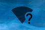 Icono de señal Wi-Fi de color oscuro con un signo de interrogación superpuesto sobre un fondo abstracto azul.