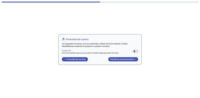 Cuadro de diálogo sobre privacidad del usuario con opción para activar Google Maps en Immich.