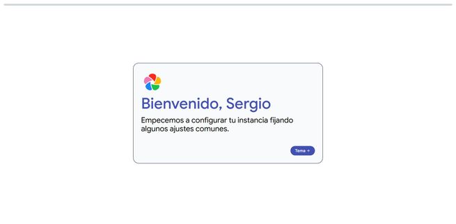 Cuadro de diálogo de bienvenida en la interfaz de Immich tras el inicio de sesión.