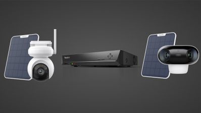 Conjunto de dispositivos de seguridad Reolink con cámaras inalámbricas, paneles solares y grabador de vídeo en red.
