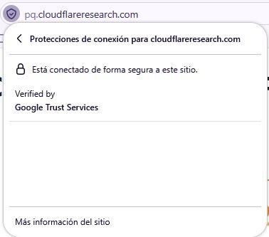 Panel de verificación de certificado SSL emitido por Google Trust Services para cloudflareresearch.com.
