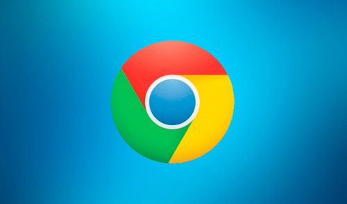 Logotipo circular del navegador Google Chrome sobre un fondo azul degradado.