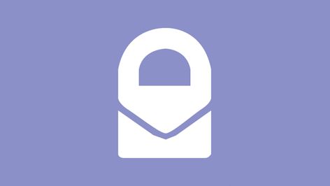 Logotipo minimalista de Proton en color blanco sobre un fondo de tono violeta.