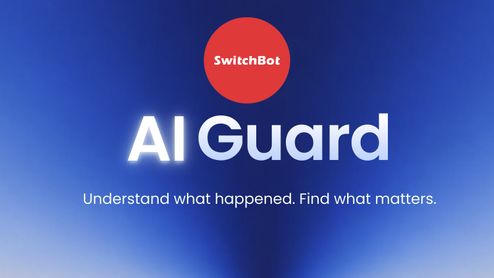 Logotipo de SwitchBot sobre el texto AI Guard y el lema Understand what happened Find what matters.