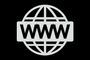 Icono de un globo terráqueo con las siglas WWW superpuestas en el centro sobre fondo negro.