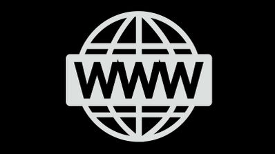 Icono de un globo terráqueo con las siglas WWW superpuestas en el centro sobre fondo negro.