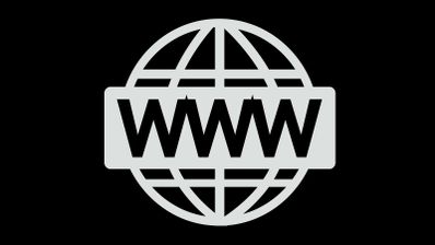 Icono de un globo terráqueo con las siglas WWW superpuestas en el centro sobre fondo negro.