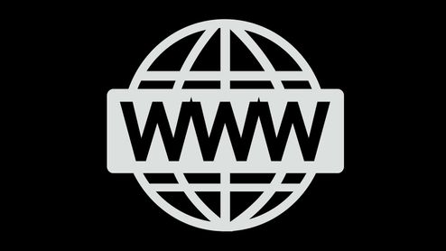 Icono de un globo terráqueo con las siglas WWW superpuestas en el centro sobre fondo negro.