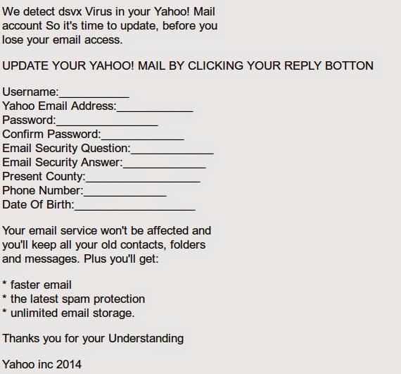 Yahoo! mail spam virus DSVX