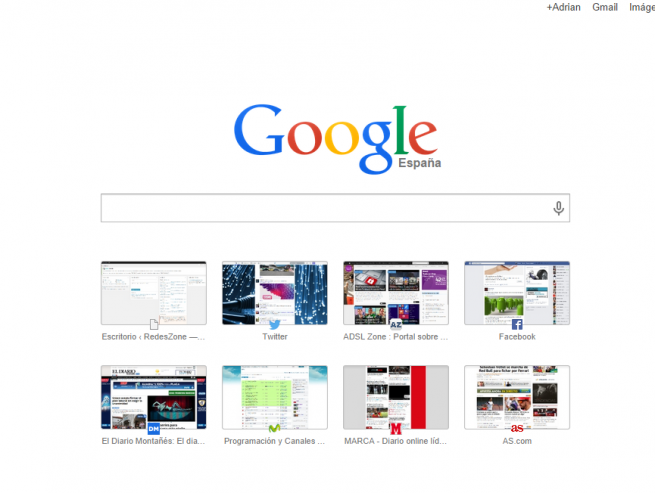 google menú principal navegador