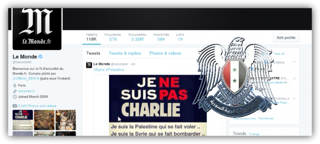 Syrian Electronic Army le monde je suis charlie foto
