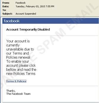 Facebook correos electrónicos falsos