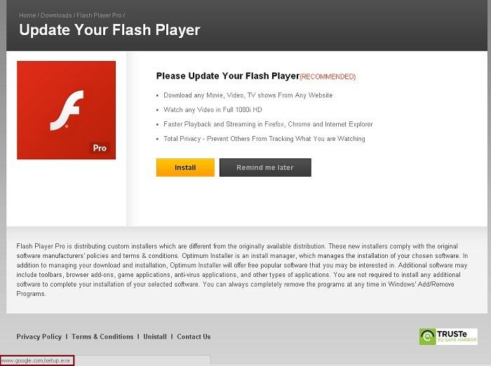 flash player pro distribution virus actualización falsa