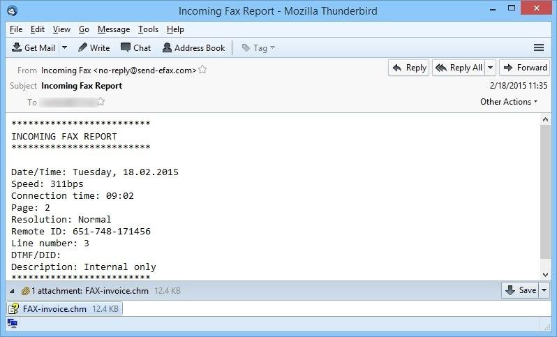 mensaje fax falso distribuye cryptowall