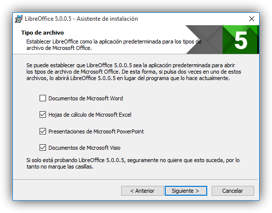 Asociar LibreOffice en Windows