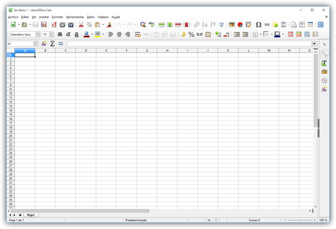 Hoja de cálculo de Calc en LibreOffice 5.0