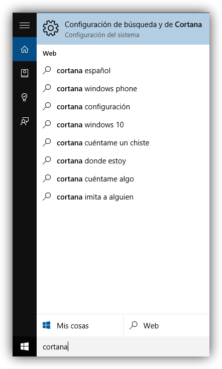 Búsqueda de Cortana
