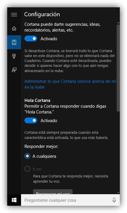 Desactivar Cortana en Windows 10 paso 1