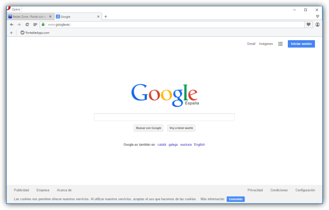 Google en el navegador Opera
