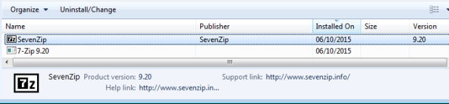 7-Zip y SevenZip instalados