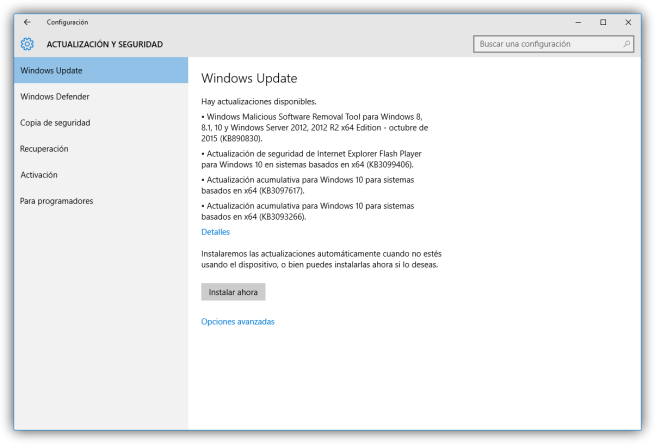 Actualizaciones Windows 10 Wundows Update octubre 2015