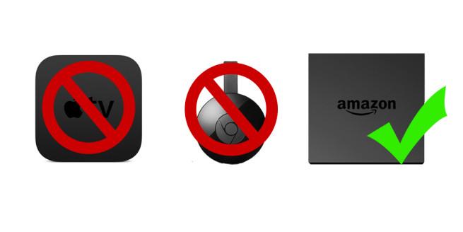 Amazon prohibe la venta de Chromecast y Apple TV