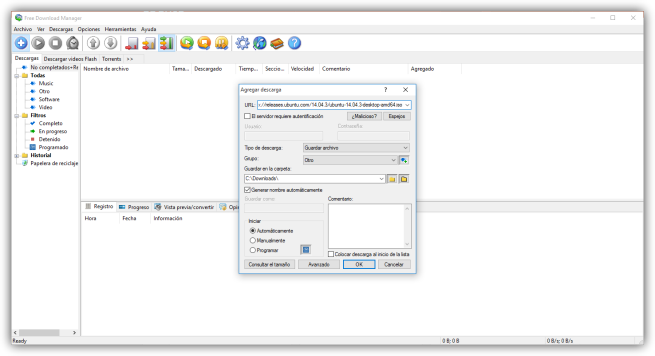 Free Download Manager - Configuracion de descargas