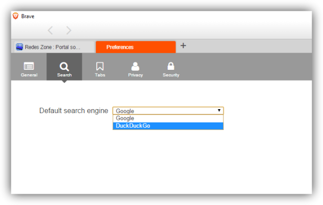 Brave Browser - Motor de búsqueda