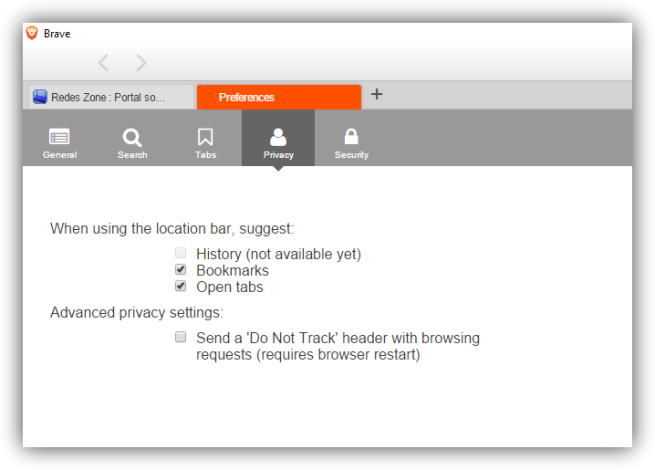 Brave Browser - Preferencias y privacidad