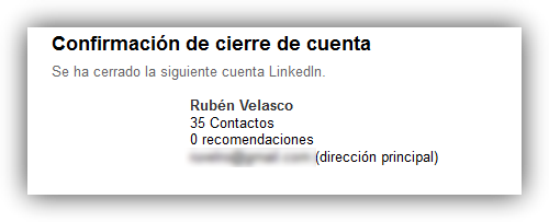 Cuenta de LinkedIn cerrada