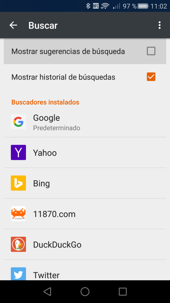 Desactivar sugerencias búsqueda Firefox Android