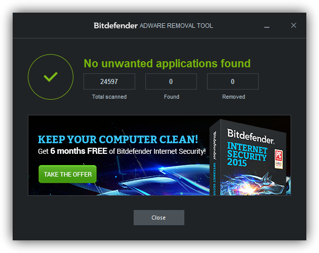 Bitdefender Adware Removal Tool - Resultado
