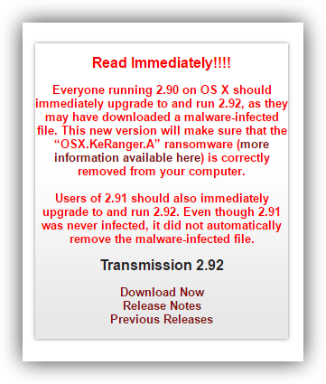 Transmission afectado por ransomware