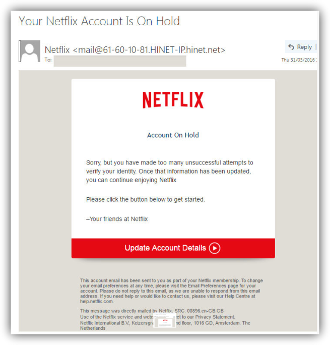 Campaña Phishing Netflix