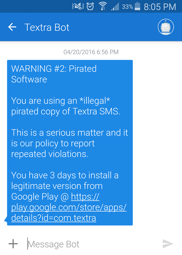 textra sms notificacion version pirata