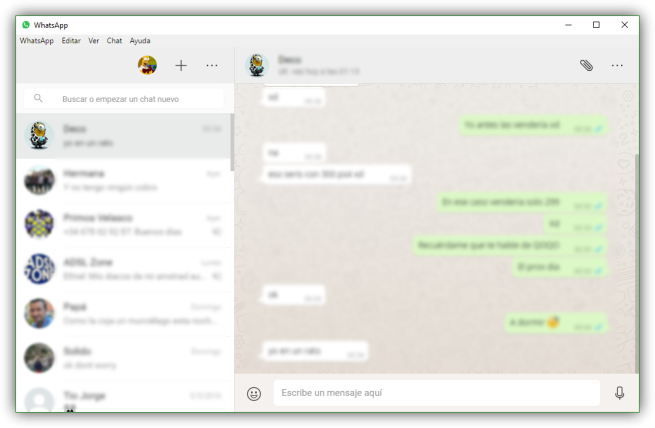 Conversaciones WhatsApp para PC