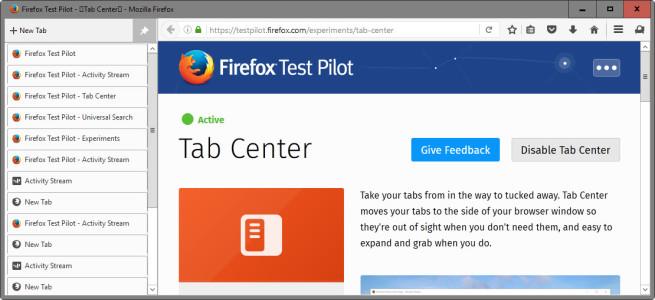 Firefox Test Pilot - Tab Center