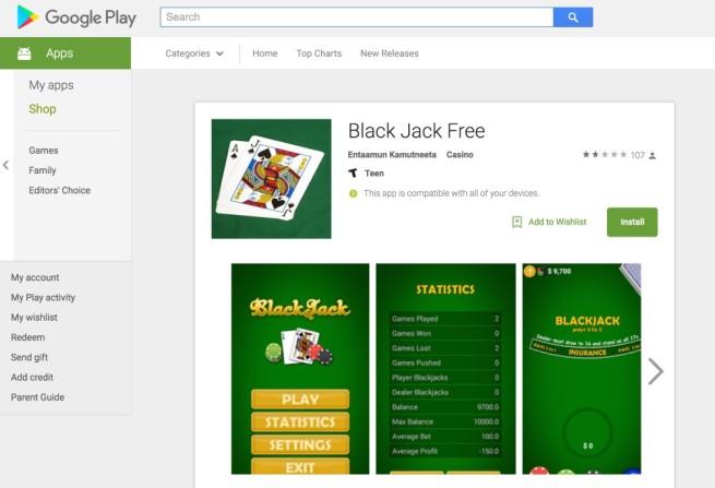 Malware Android Black Jack en Play Store