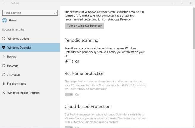 Windows 10 - Windows Defender