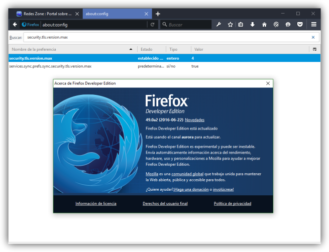 Firefox 49 soporte TLS 1.3