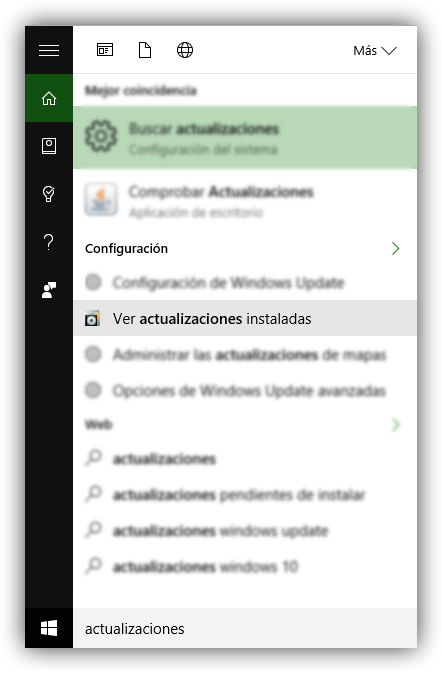 Actualizaciones instaladas Windows 10