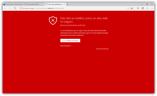 SmartScreen bloquear web maliciosa