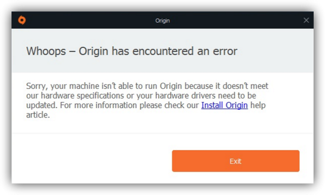 Origin - Error Whoops