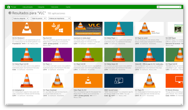Estafas VLC Windows Store