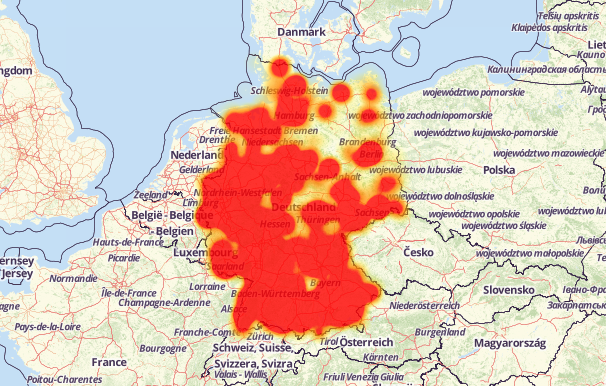 Mapa Alemania caída ataque informático