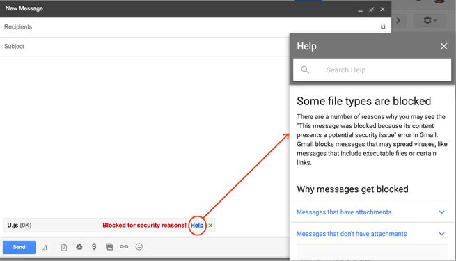 Gmail bloquea archivos adjuntos JavaScript